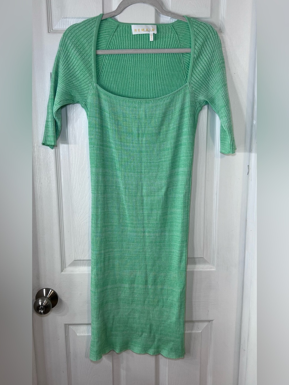 Remain Birger Christensen Rakella Rib-Knit Bodycon Dress Green Size 10